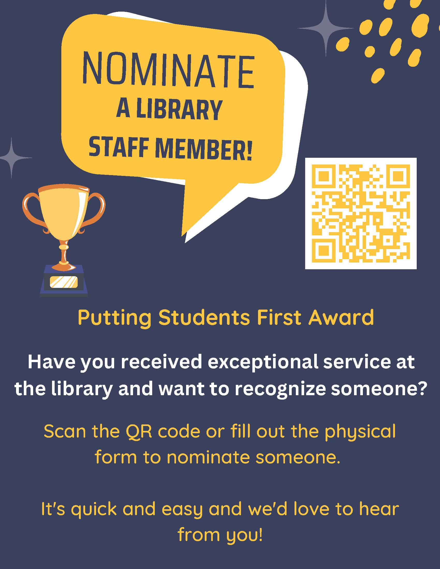 Nominate a library staff member for putting students first