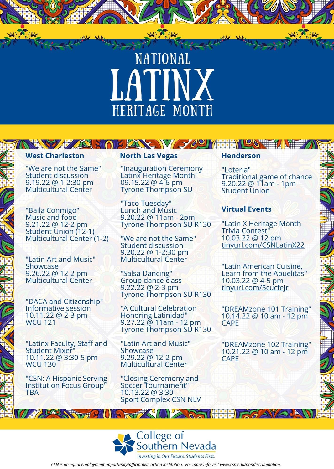 LatinX Month campus events 2022
