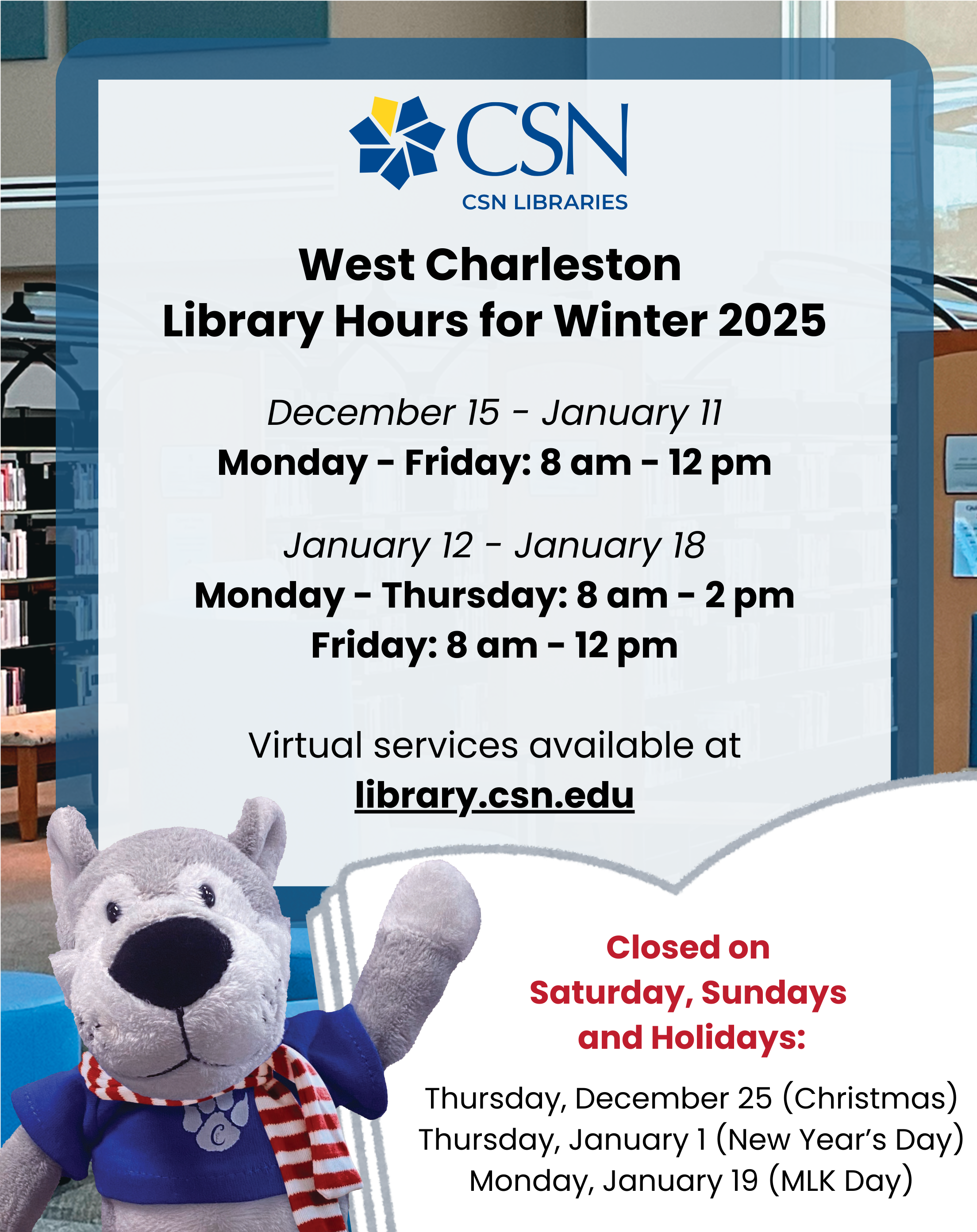 Charleston campus winter hours