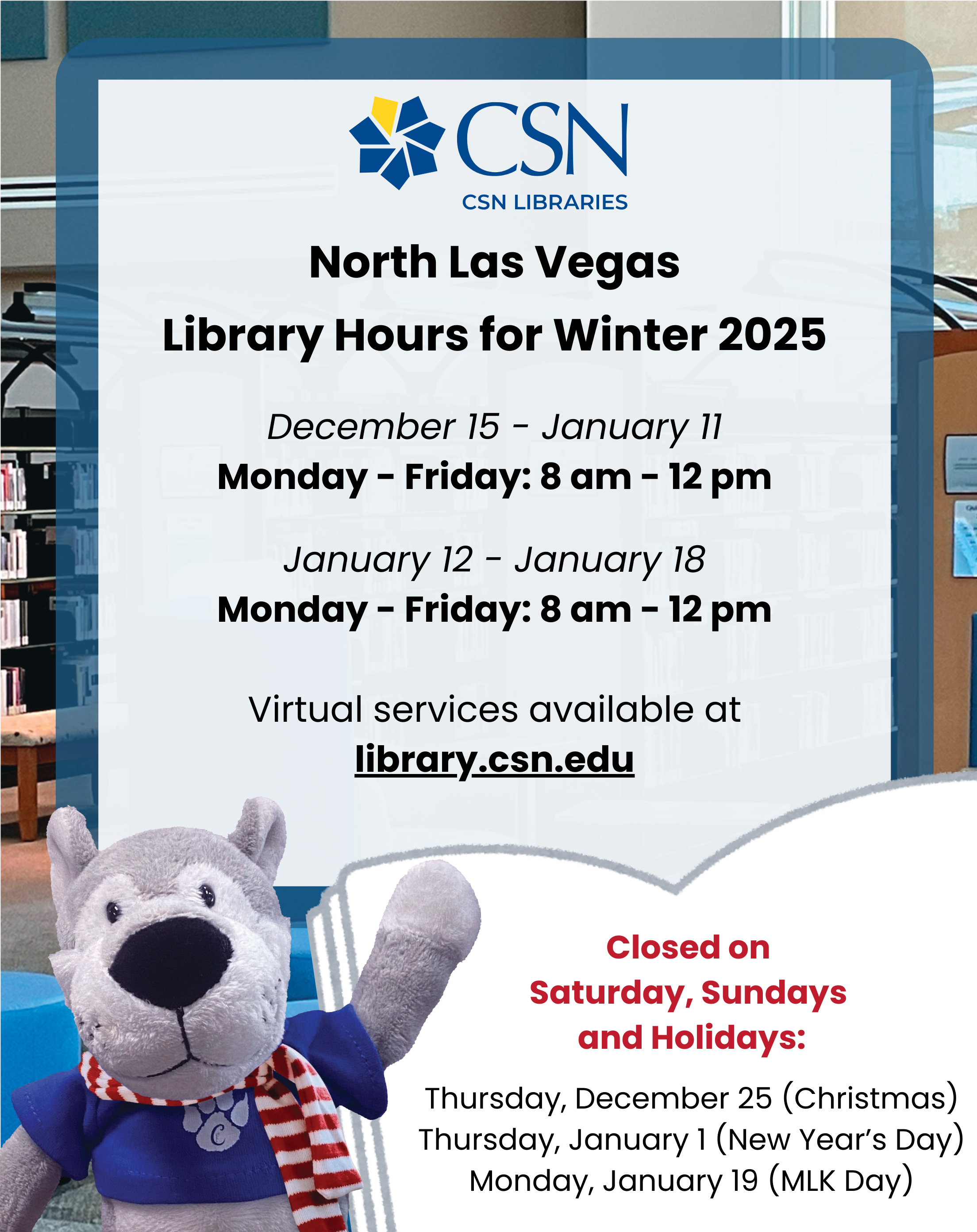 NLNV campus winter hours