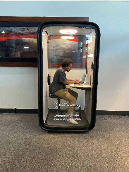 Student studying in study pod