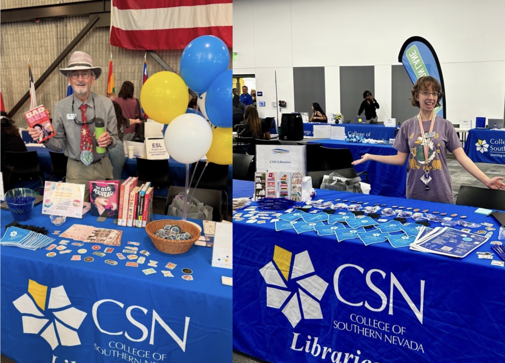 Librarians Jack Sawyer and Stephanie Villamor Tabling